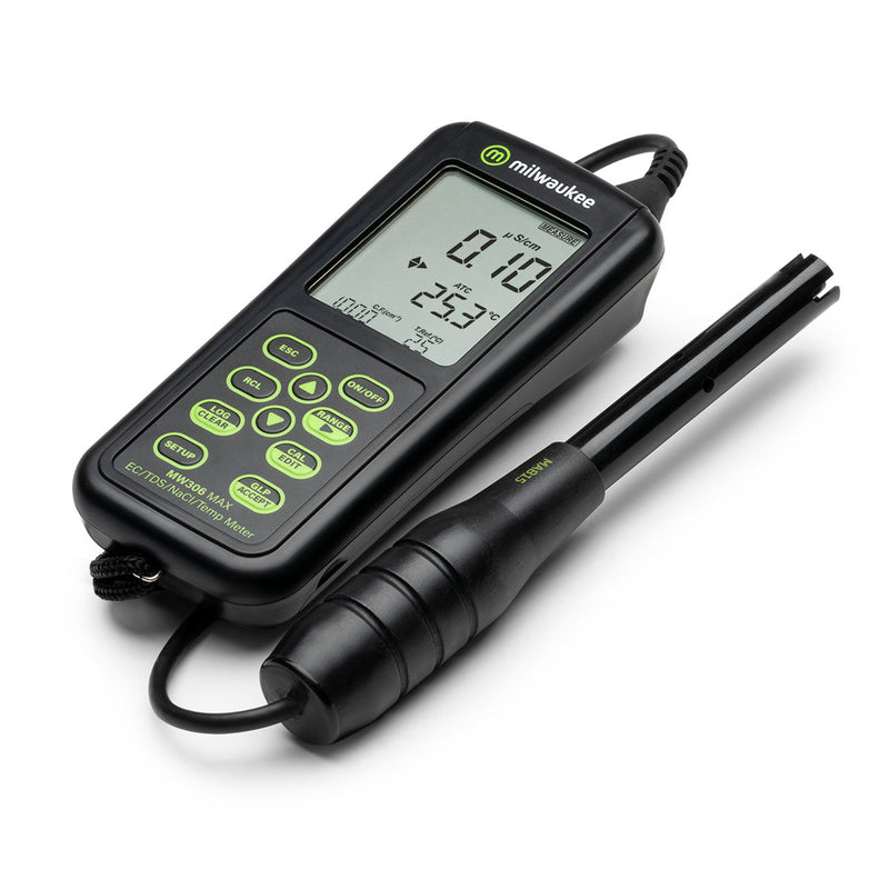 Milwaukee MW306 MAX Waterproof EC/TDS/NaCl/Temp Logging Portable Meter