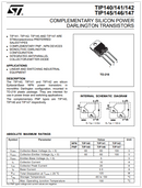 Matched Pair TIP142 (NPN) + TIP147 (PNP) Darlington Power Transistors