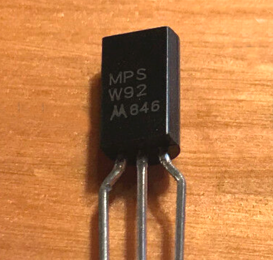 MPSW92, PNP General Purpose Transistor, Vceo= -300V, Icmax= -500mA, Hfe=>40