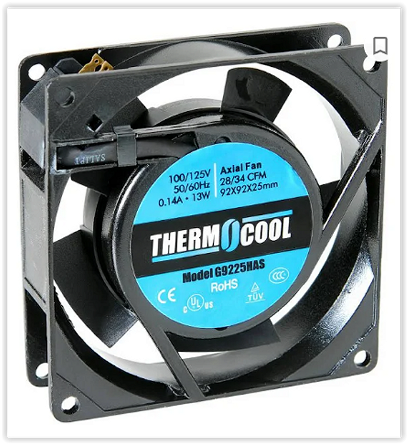 ThermoCool, High Air Flow, 120mm2, 13W, 110v AC Fan - Lot of 10