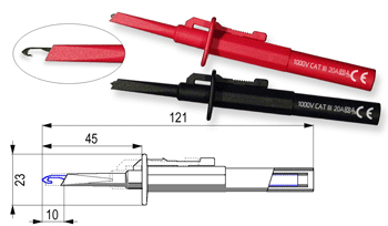 Red/Black Sprung Hook Probes for AnaTek Blue ESR Meter