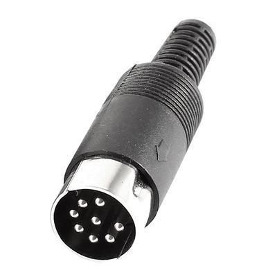 8-pin Male DIN connector, 270 Deg Pin pattern, Push-on Plastic Cover