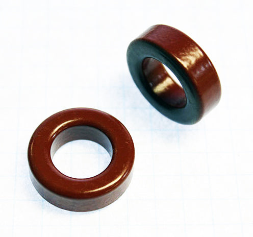 T-94-2 Iron Powder Toroidal Cores, 0.94" O.D. x 0.56" I.D. x 0.31" Hgt. U=10, Pkg of 2