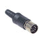 5-pin Male DIN connector, 180 Deg Pin pattern, Push-on Plastic Cover