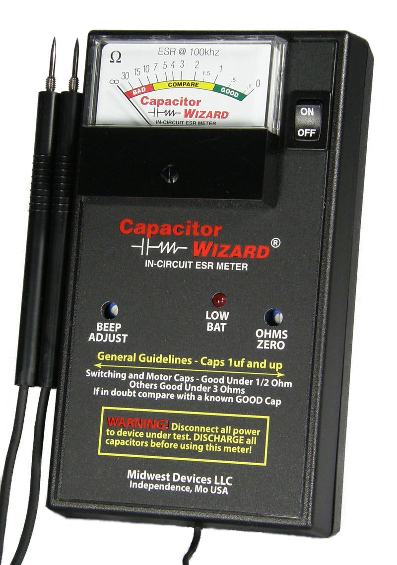 Midwest Devices, Capacitor Wizard Analog ESR Tester with Overstress Protection Module