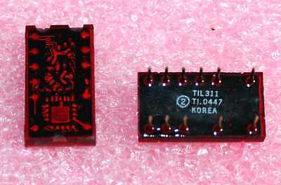 TIL311 Hex Red 5v LED Display with Built-in Decoder, 0.76"L x 0.42"W x ...